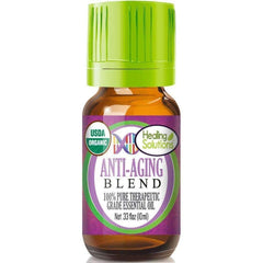 Healing Solutions Organic Anti-Aging Essential Oil Blend - 0.33 oz (10 ml) bottle for skin care