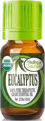 Healing Solutions Organic Eucalyptus Essential Oil 10ml bottle front view