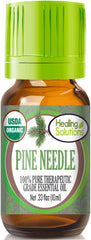 Healing Solutions Pine Needle Essential Oil bottle 0.33 oz / 10 ml