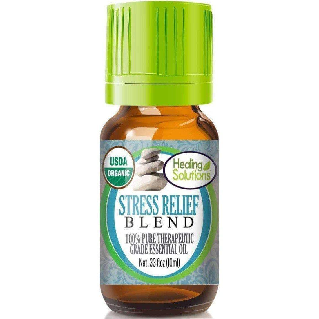 Healing Solutions Stress Relief Blend 10ml bottle with diffuser setup
