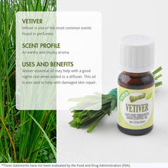 Label detail of Healing Solutions Vetiver Essential Oil bottle