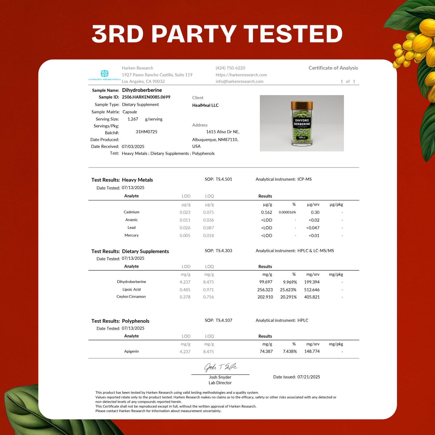 R Alpha Lipoic Acid ingredient detail for HealMeal formula
