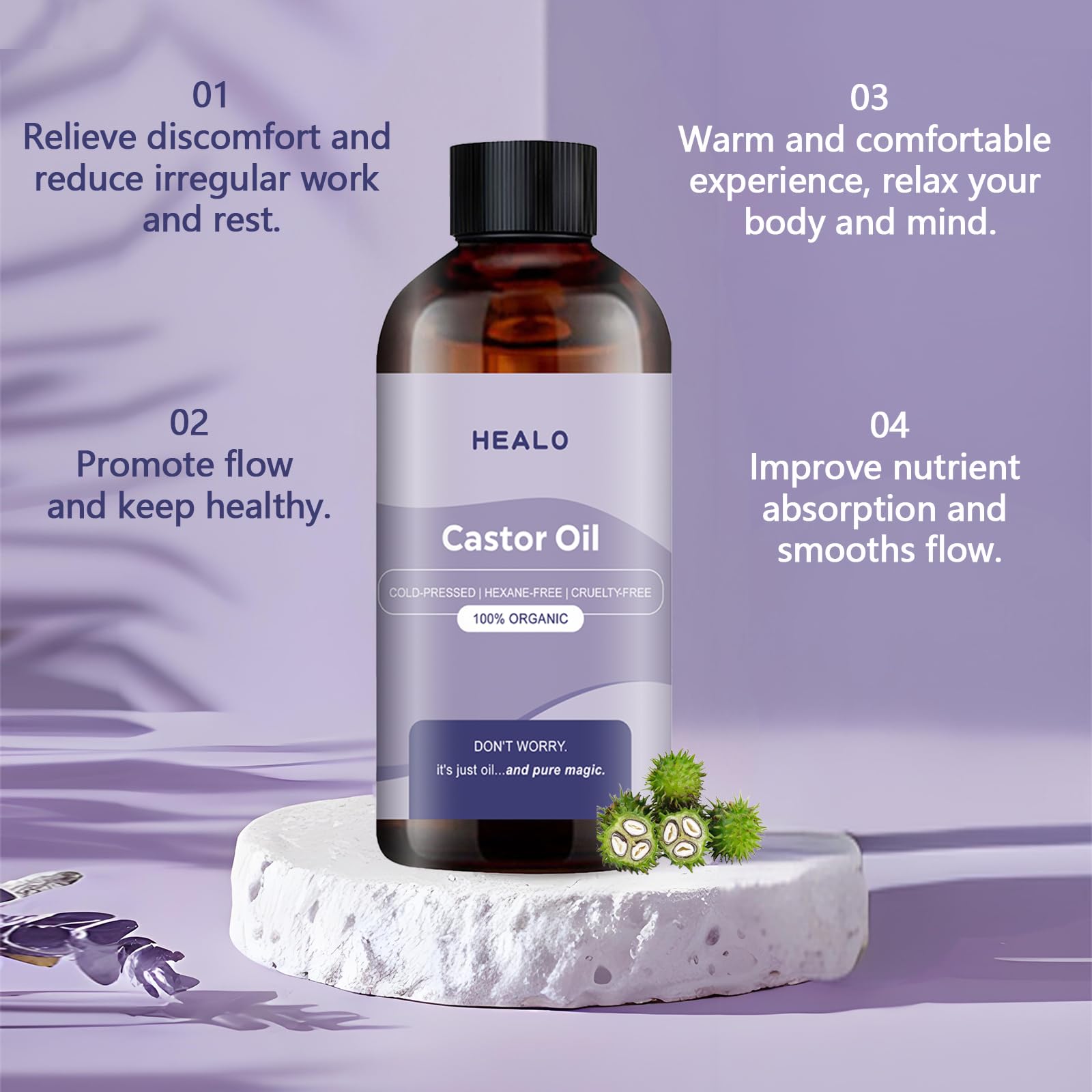 Reusable castor oil wrap components laid out