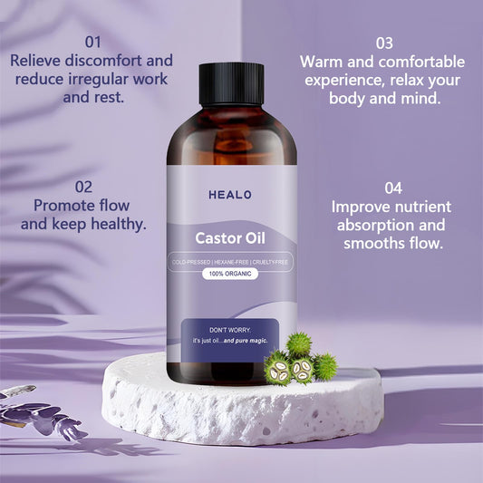 Reusable castor oil wrap components laid out