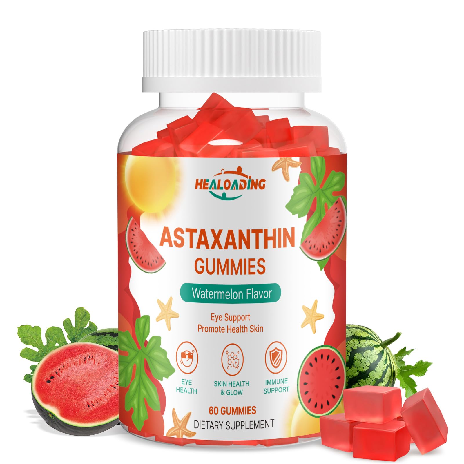 Bottle label of HEALOADING Astaxanthin Gummies