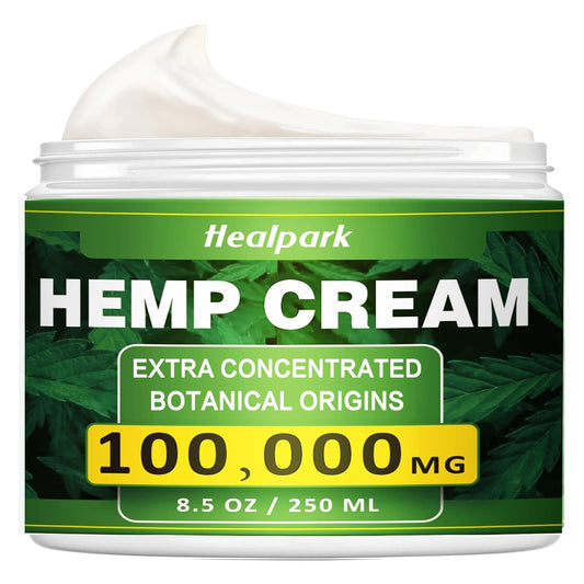 Healpark Hemp Cream bottle with Arnica, MSM, Turmeric and Menthol