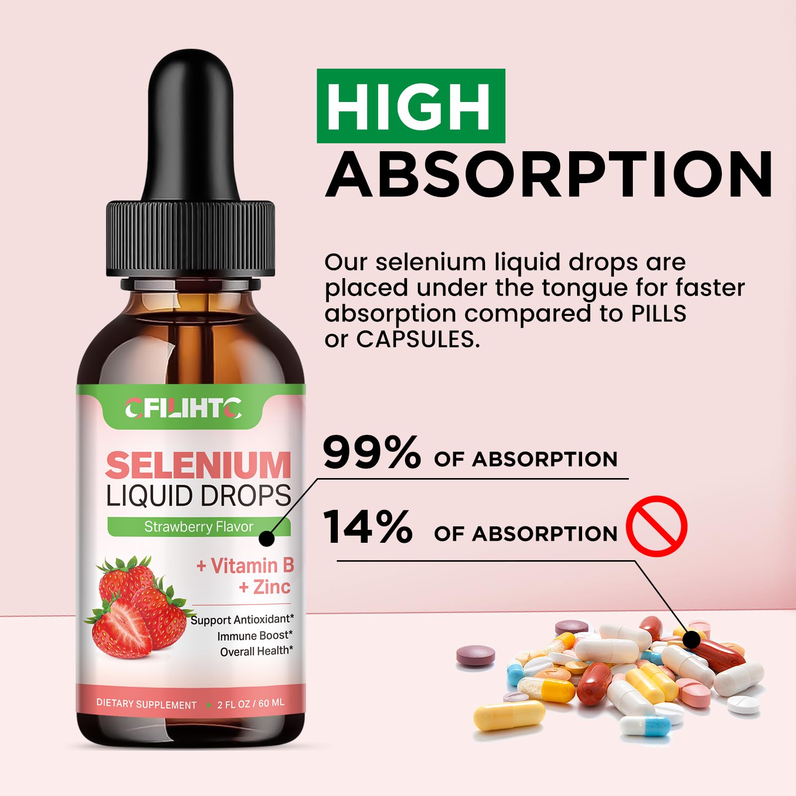 Graphic highlighting immune support, heart health, and antioxidant benefits