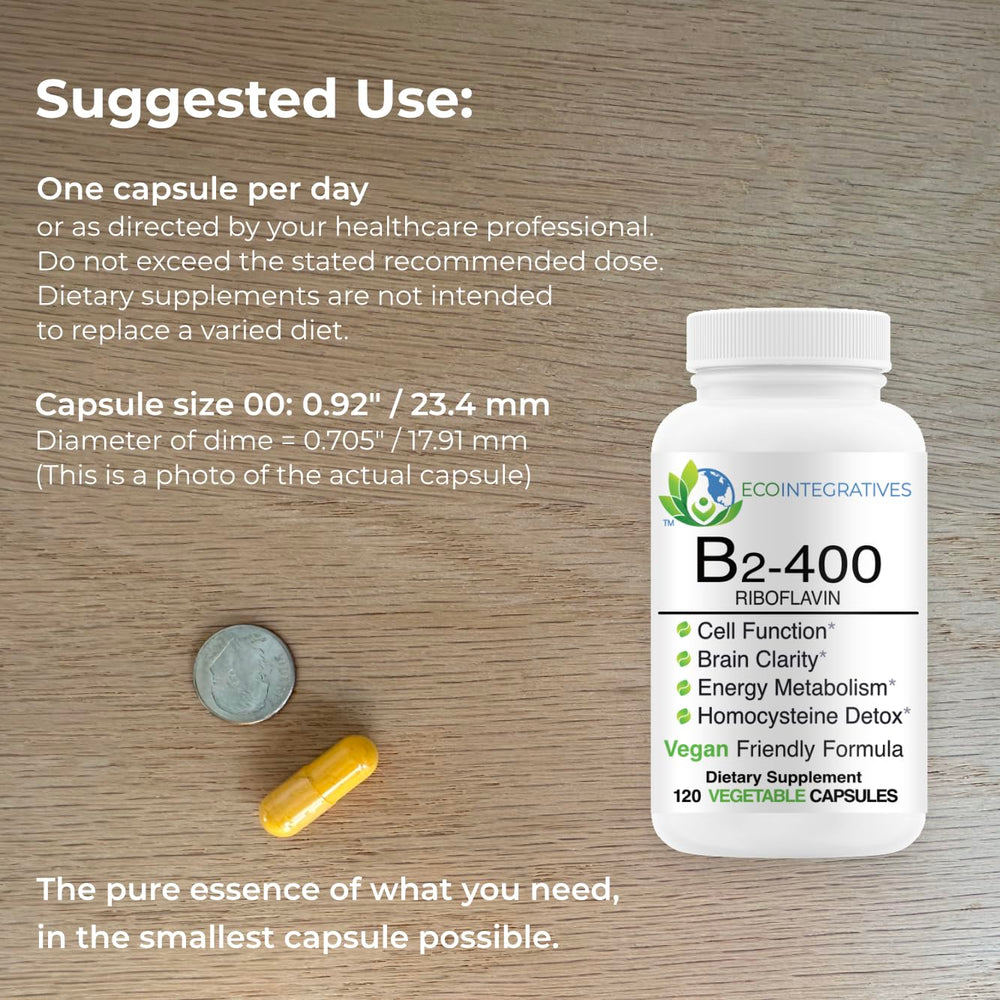 Graphic listing health benefits of Riboflavin B2-400