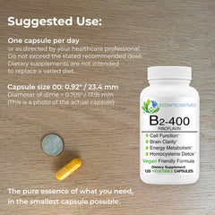 Graphic listing health benefits of Riboflavin B2-400