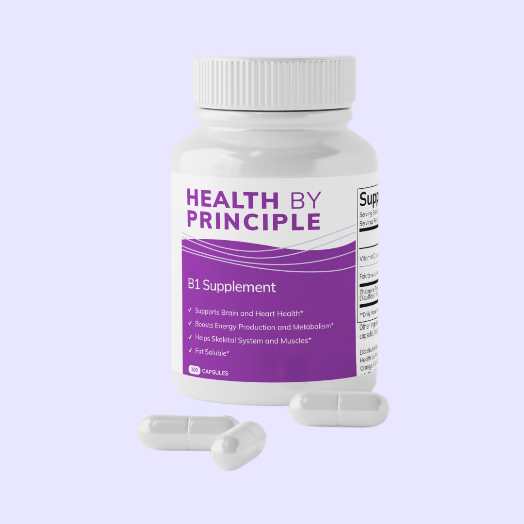 Health by Principle B1 supplement bottle with 100 capsules