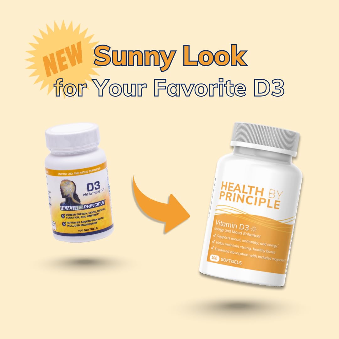 100 softgels bottle of Health by Principle Vitamin D3