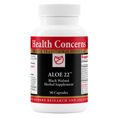 Health Concerns Aloe 22 bottle labeled for digestive support