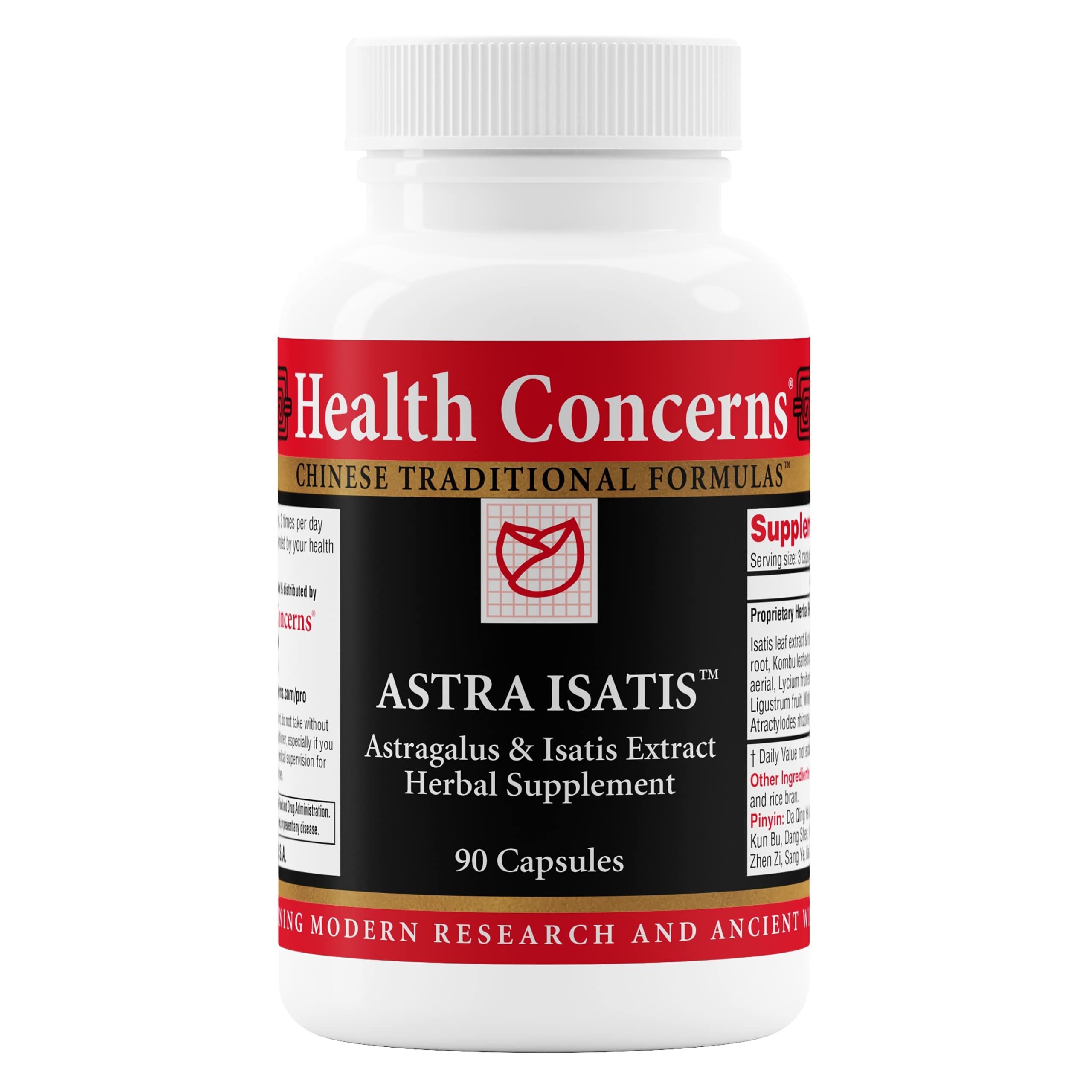 Front view of Health Concerns Astra Isatis Immune Defense bottle