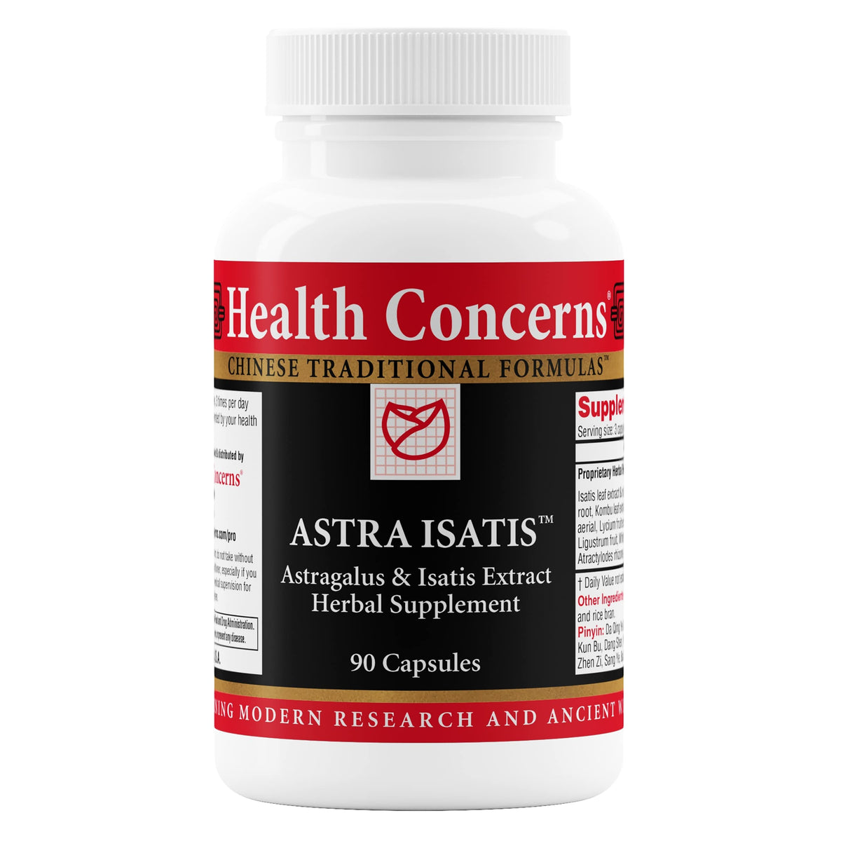 Front view of Health Concerns Astra Isatis Immune Defense bottle