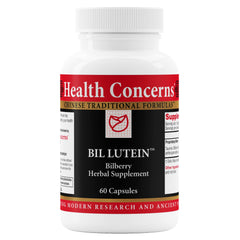 Health Concerns Bil Lutein bottle and capsules for eye health