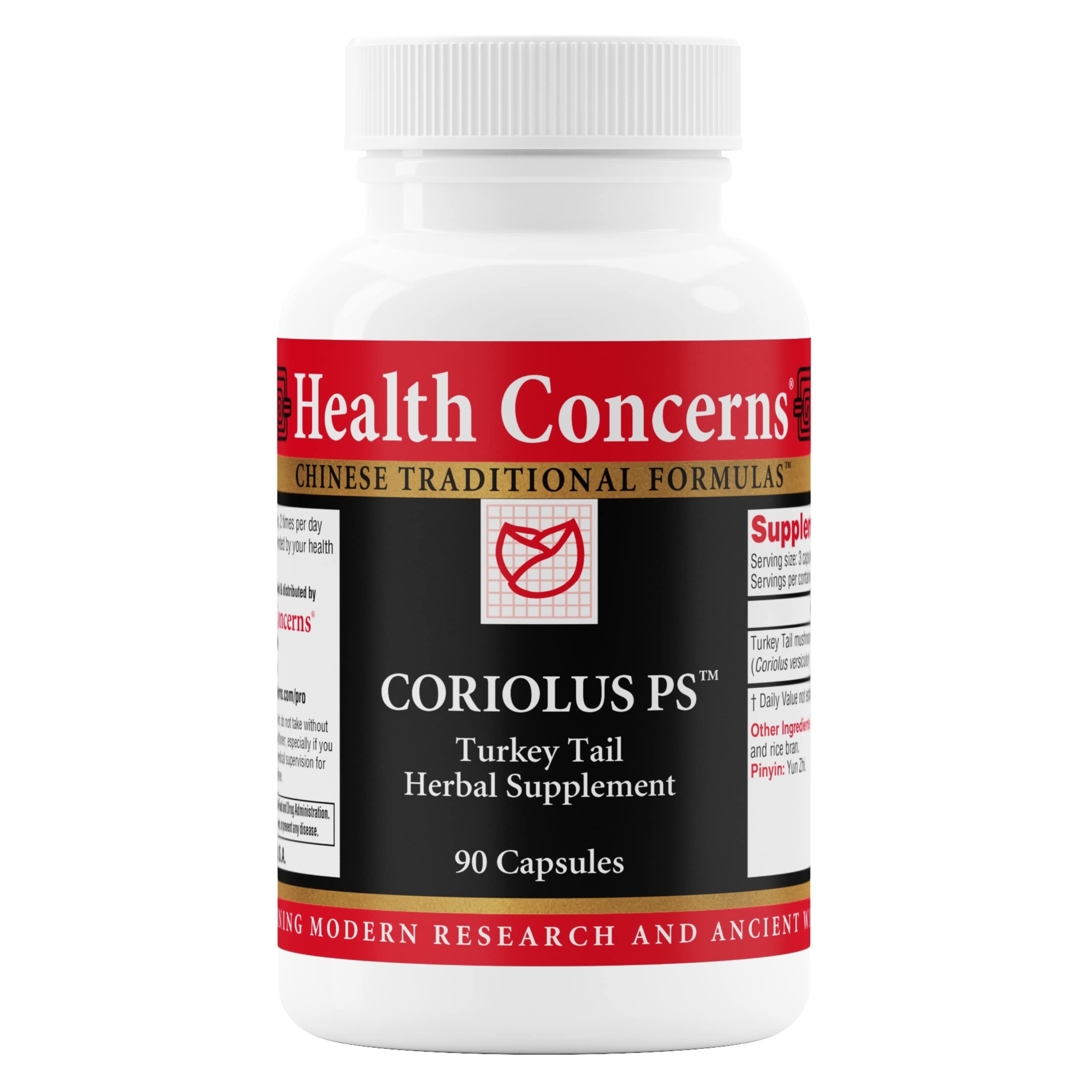 Health Concerns Coriolus PS bottle label front