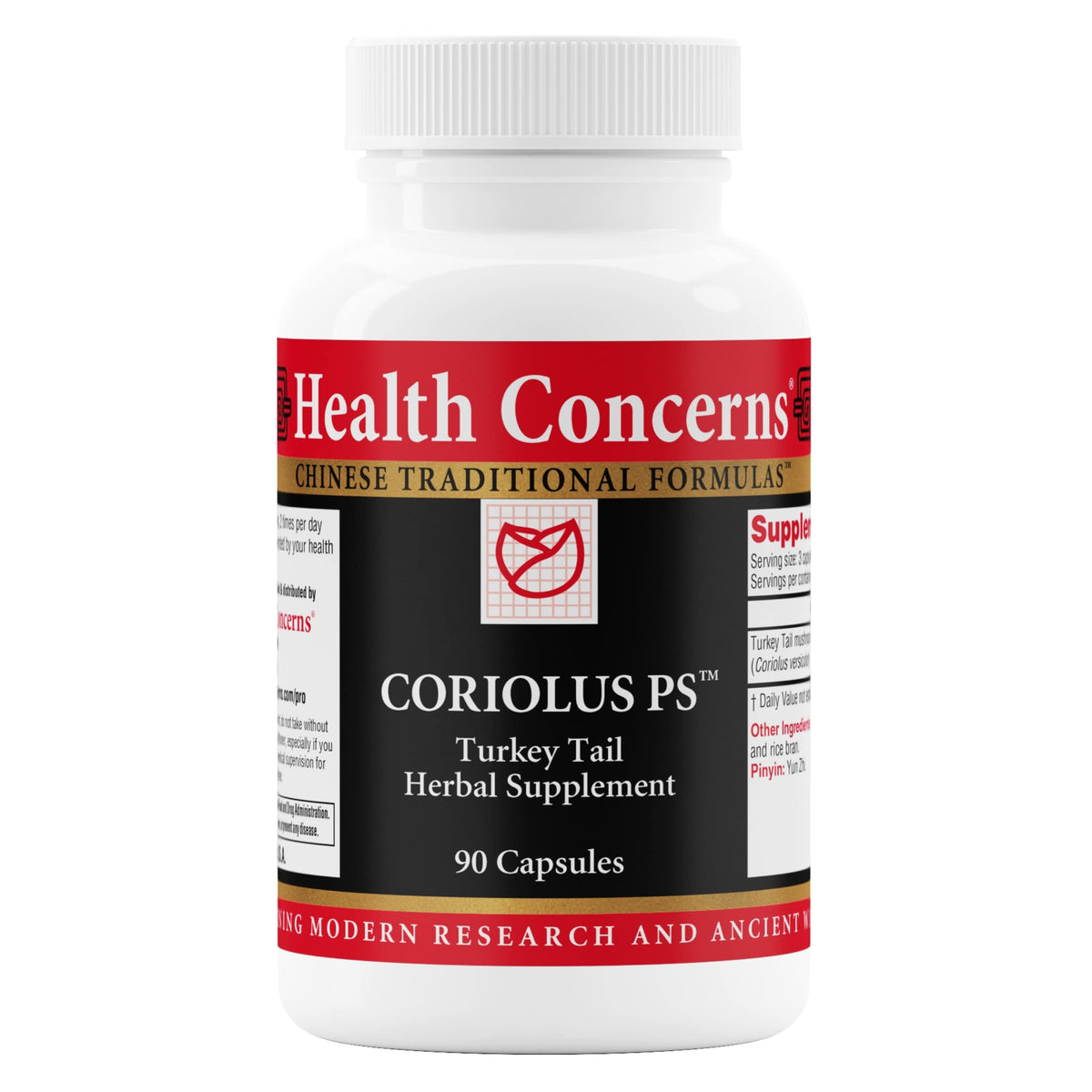 Health Concerns Coriolus PS bottle label front