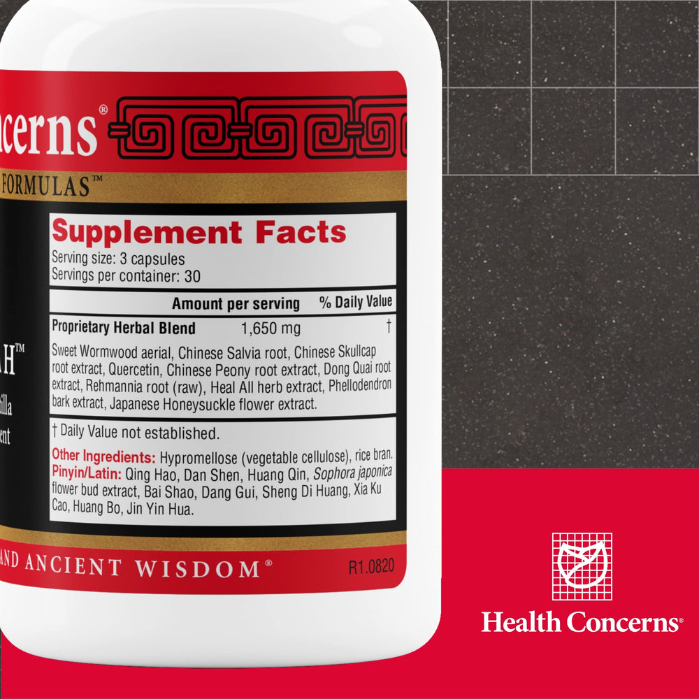 Close-up of Health Concerns Formula H capsules