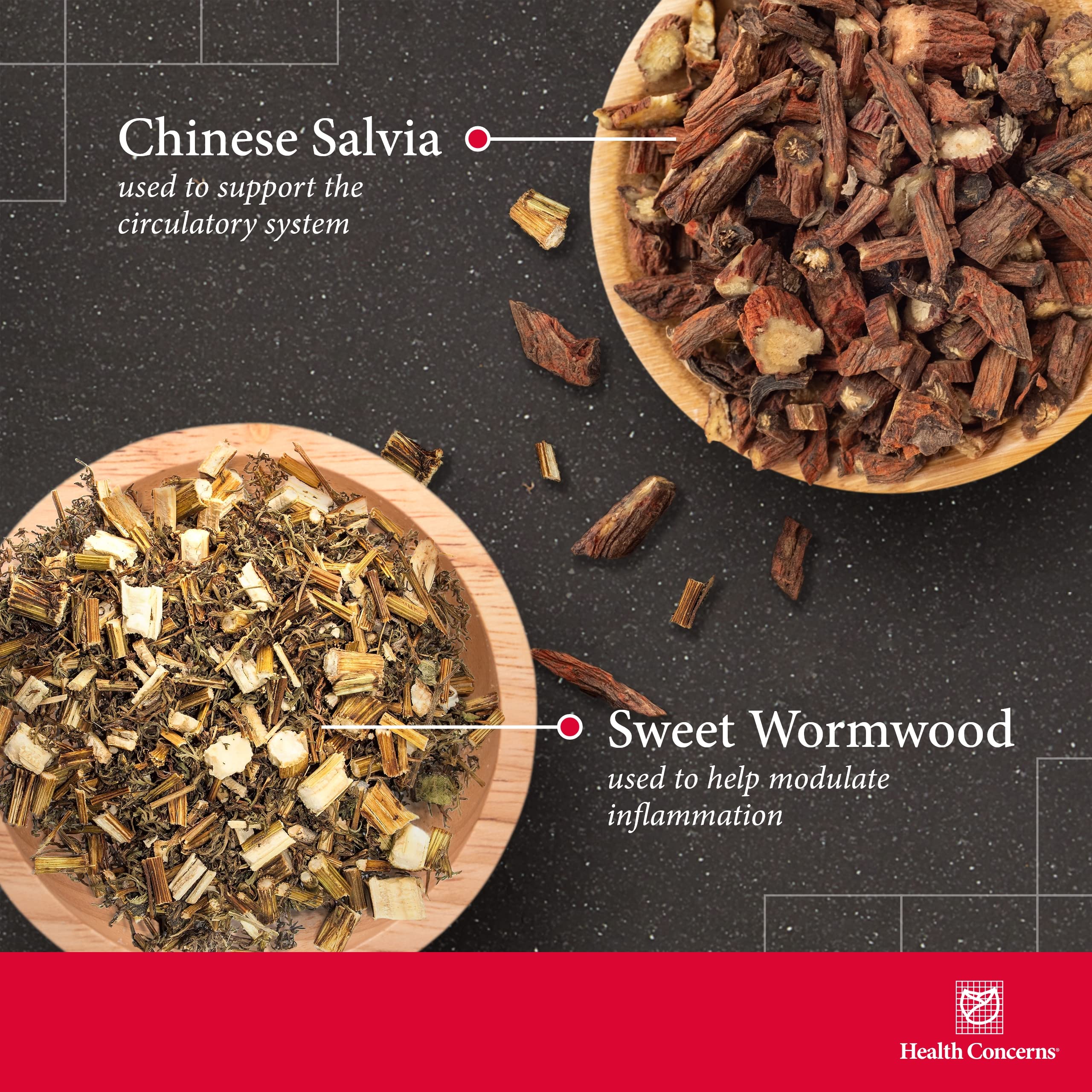 Ingredients include quercetin, skullcap root, honeysuckle and peony root in Health Concerns Formula H