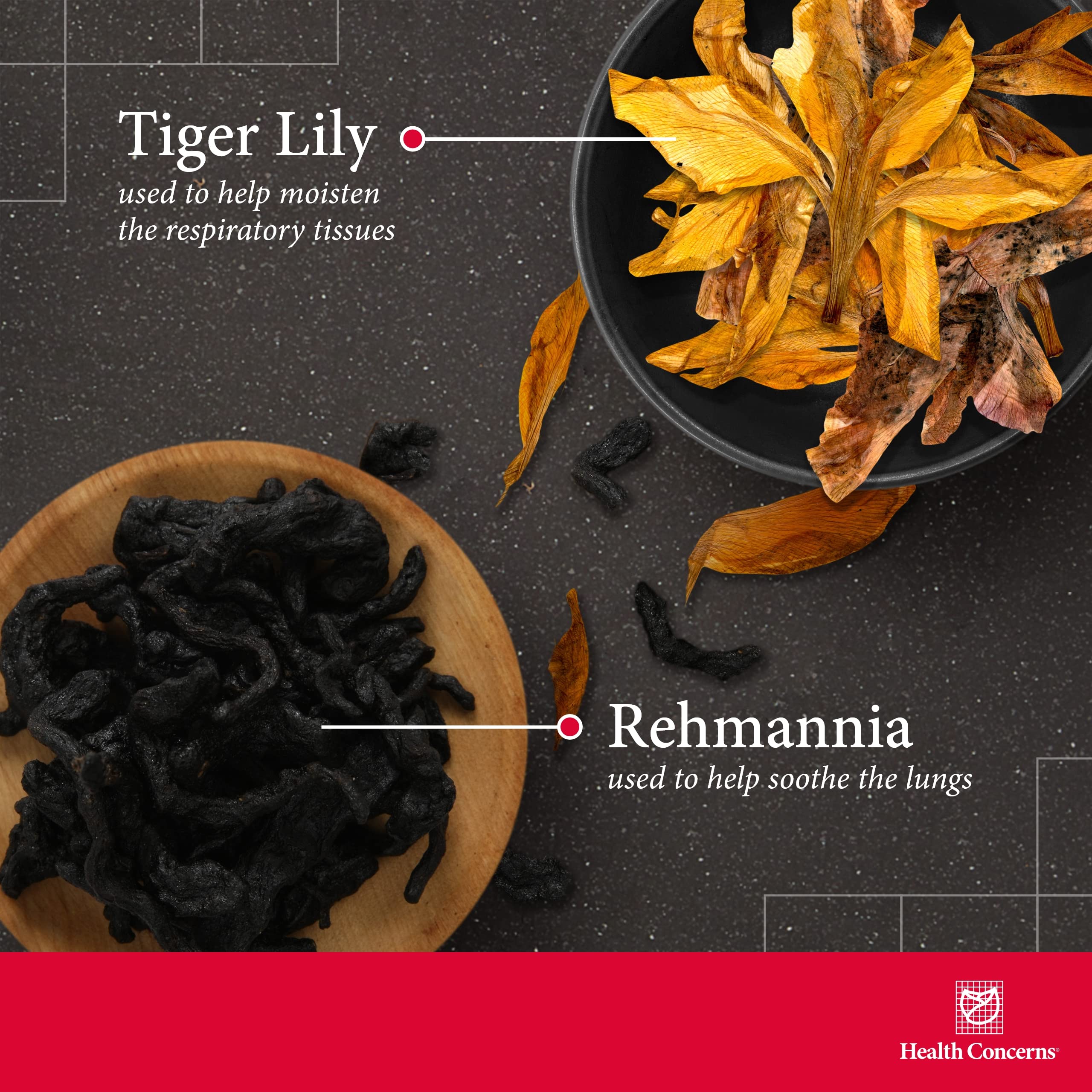 Traditional Chinese herbs including Rehmannia, Fritillary and Astragalus