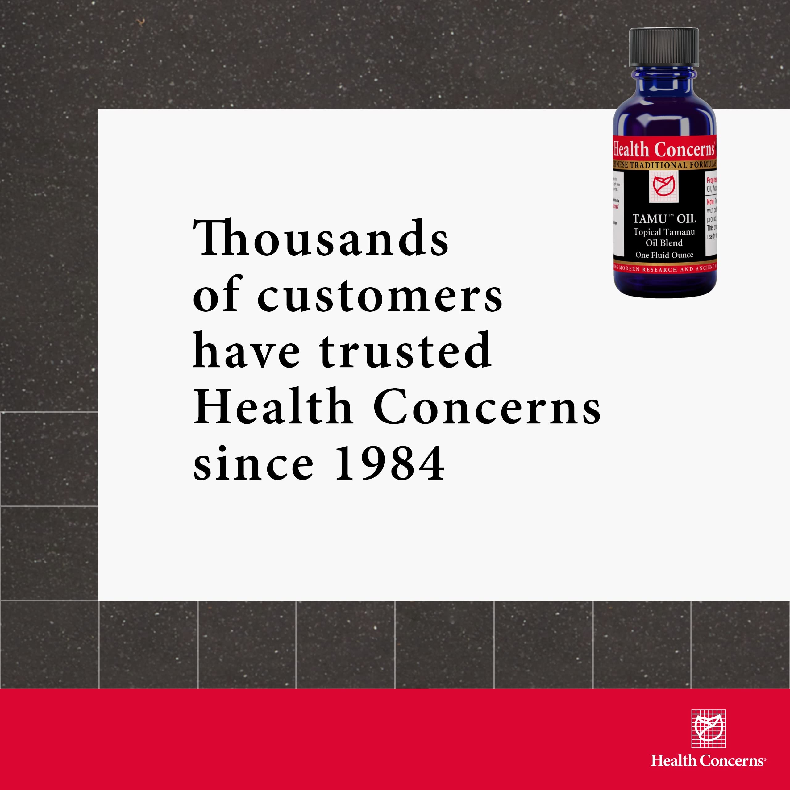 Health Concerns Tamu Oil travel size fits in a bag for portable skincare routines