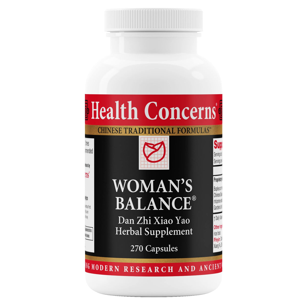 Bottle of Health Concerns Women's Balance herbal supplement for PMS relief