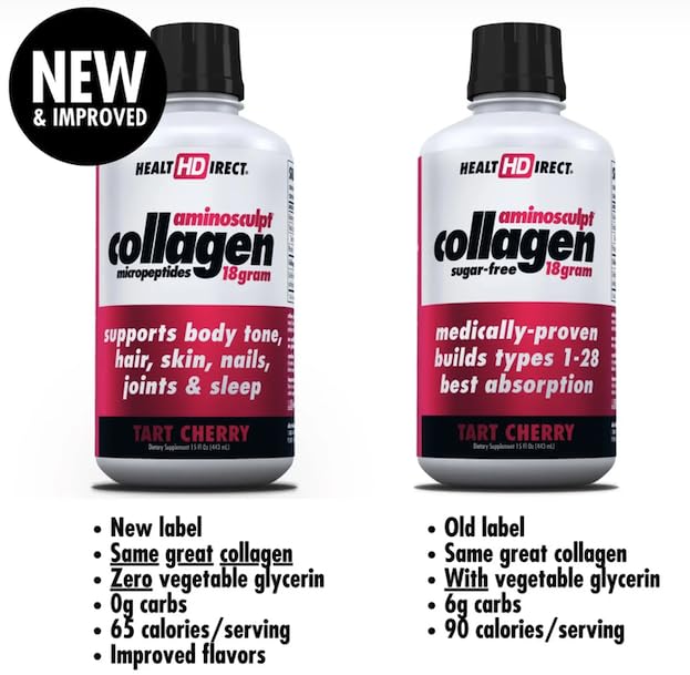 Health Direct AminoSculpt ingredients panel highlights high potency collagen.