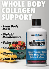 Glass with sipped AminoSculpt liquid collagen showing smooth texture.