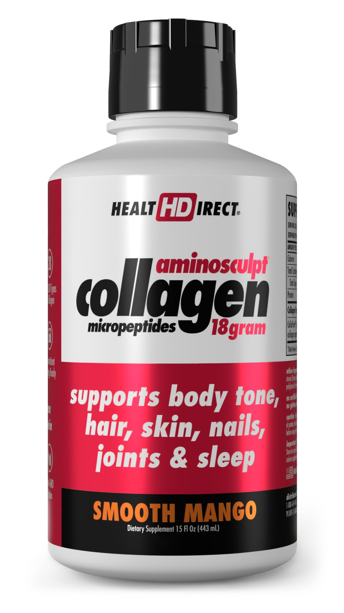 AminoSculpt Sugar-Free Liquid Collagen bottle 15 oz on a clean background