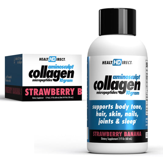 Health Direct AminoSculpt Strawberry Banana liquid collagen shots bottle 2oz – 12 servings