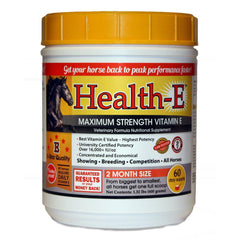 Health-E vitamin E powder for horses, 60 servings bottle label