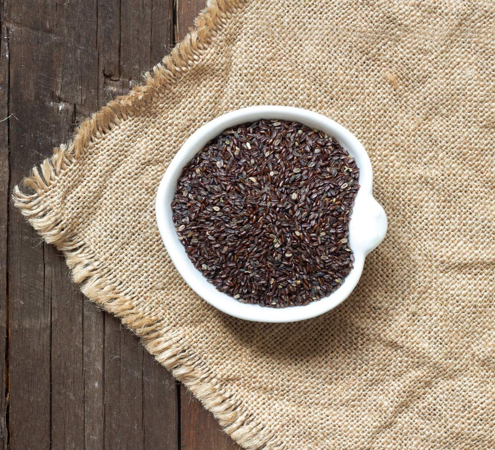 Plantago Psyllium seeds prepared for drinks and recipes