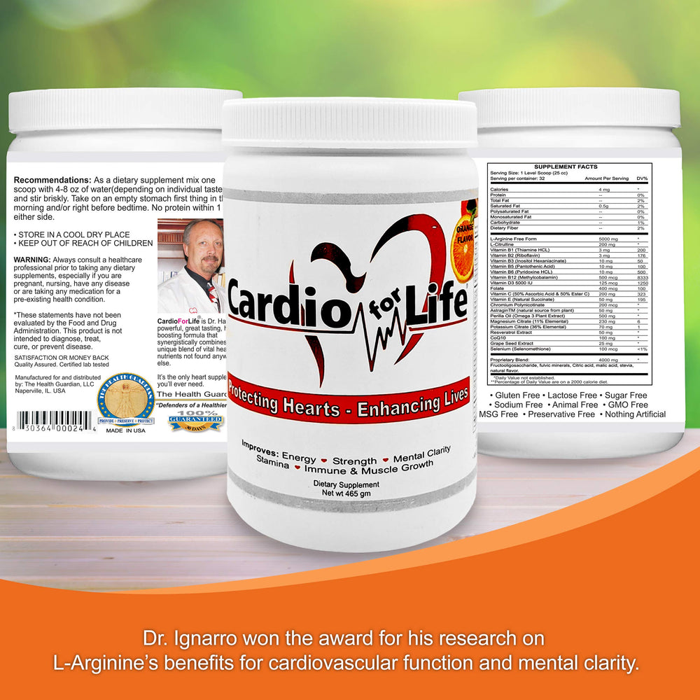 Pouring Cardio for Life powder into a glass of water