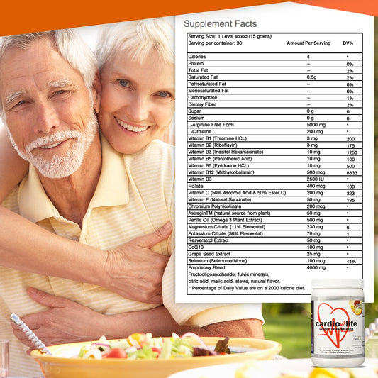 Health Guardian Cardio for Life L-Arginine Powder peach bottle side view