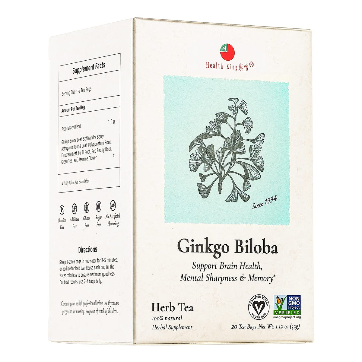 Health King Ginkgo Biloba Tea box – 20 count