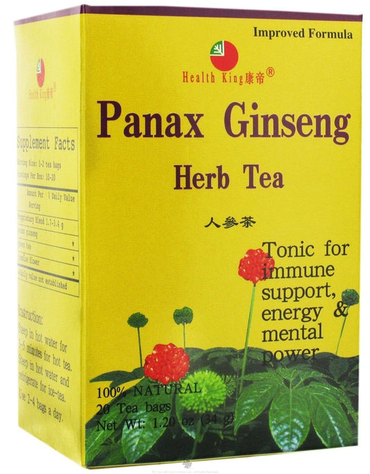 Health King Panax Ginseng Herb Tea teabags—20-count box, pack of 4