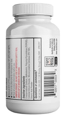 HEALTH LFE Mucus Relief bottle closeup emphasizes easy-to-swallow caplets