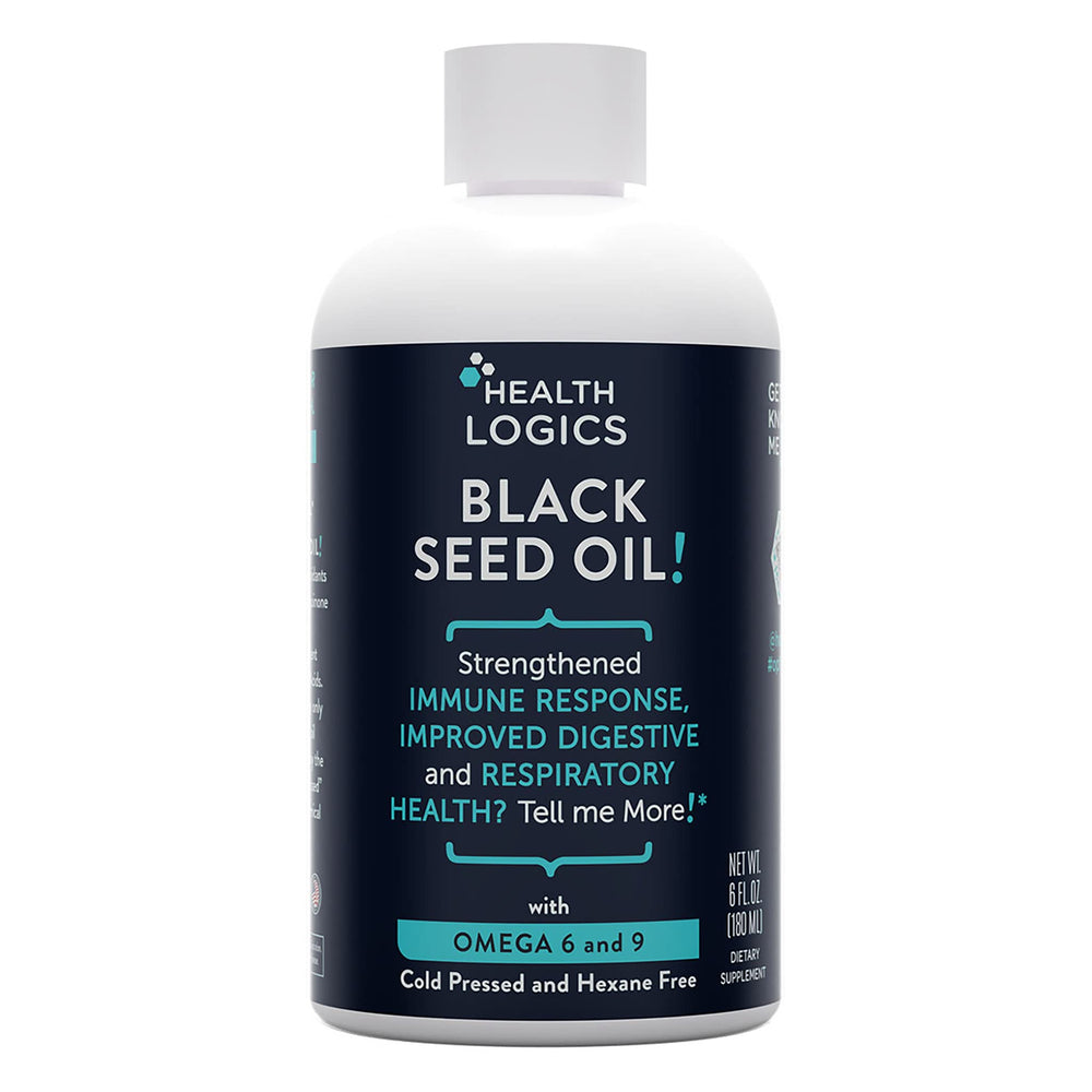 Health Logics Black Seed Oil bottle 6 oz, front view