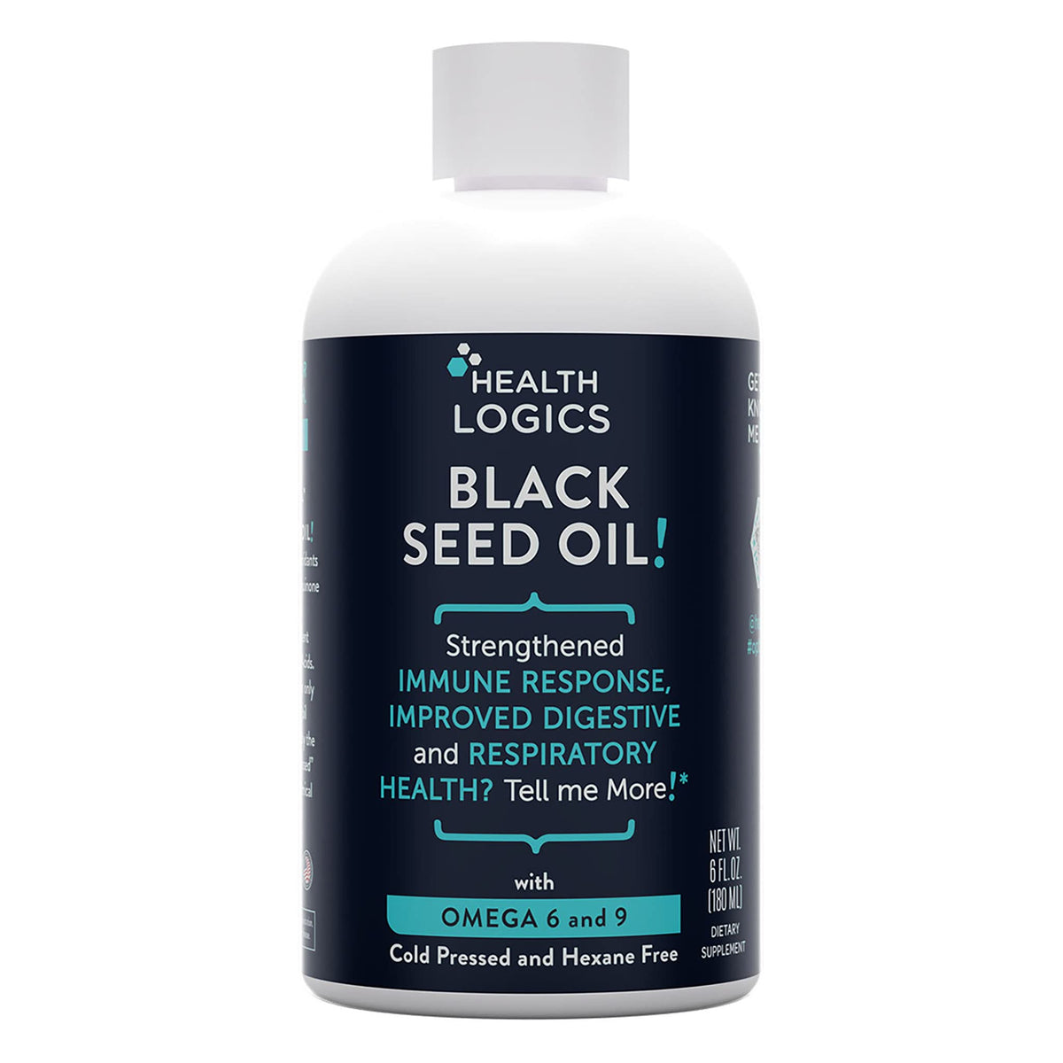 Health Logics Black Seed Oil bottle 6 oz, front view