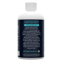 Health Logics Black Seed Oil bottle 6 oz, back label