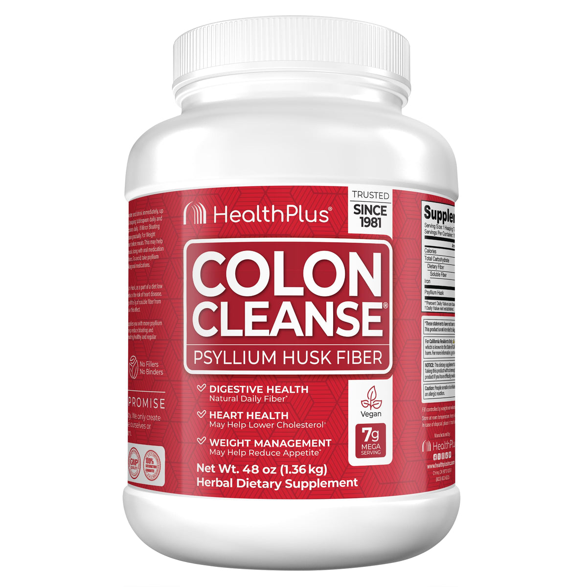 Health Plus Colon Cleanse powder container 48 oz with scoop