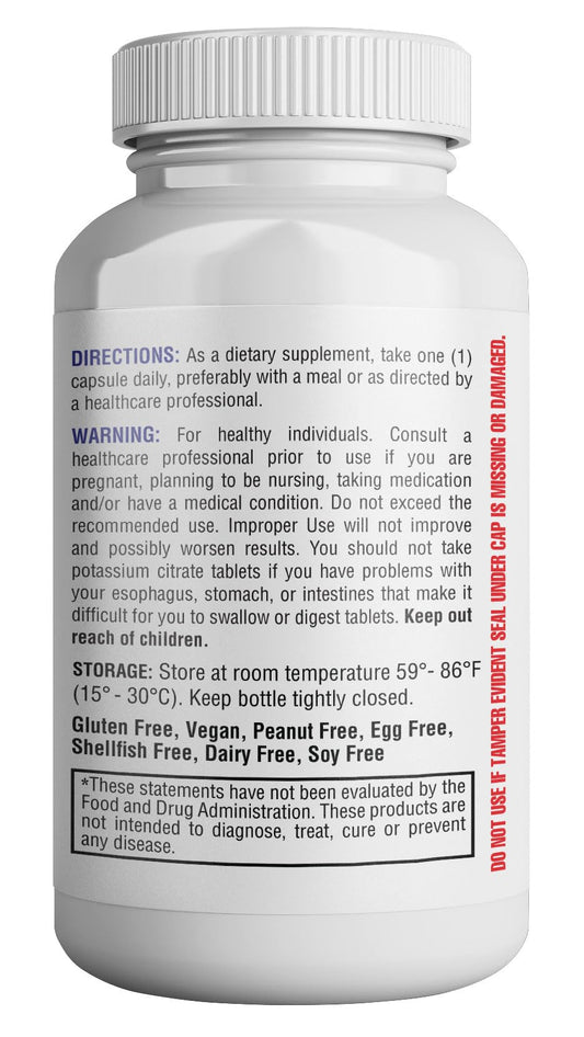 Close-up of potassium citrate capsules