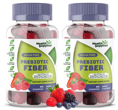 Front view of Health Supplied Mixed Berry Prebiotic Fiber Gummies bottle