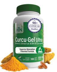 Health Thru Nutrition Curcu-Gel 650mg bottle showcasing a high absorption formula.