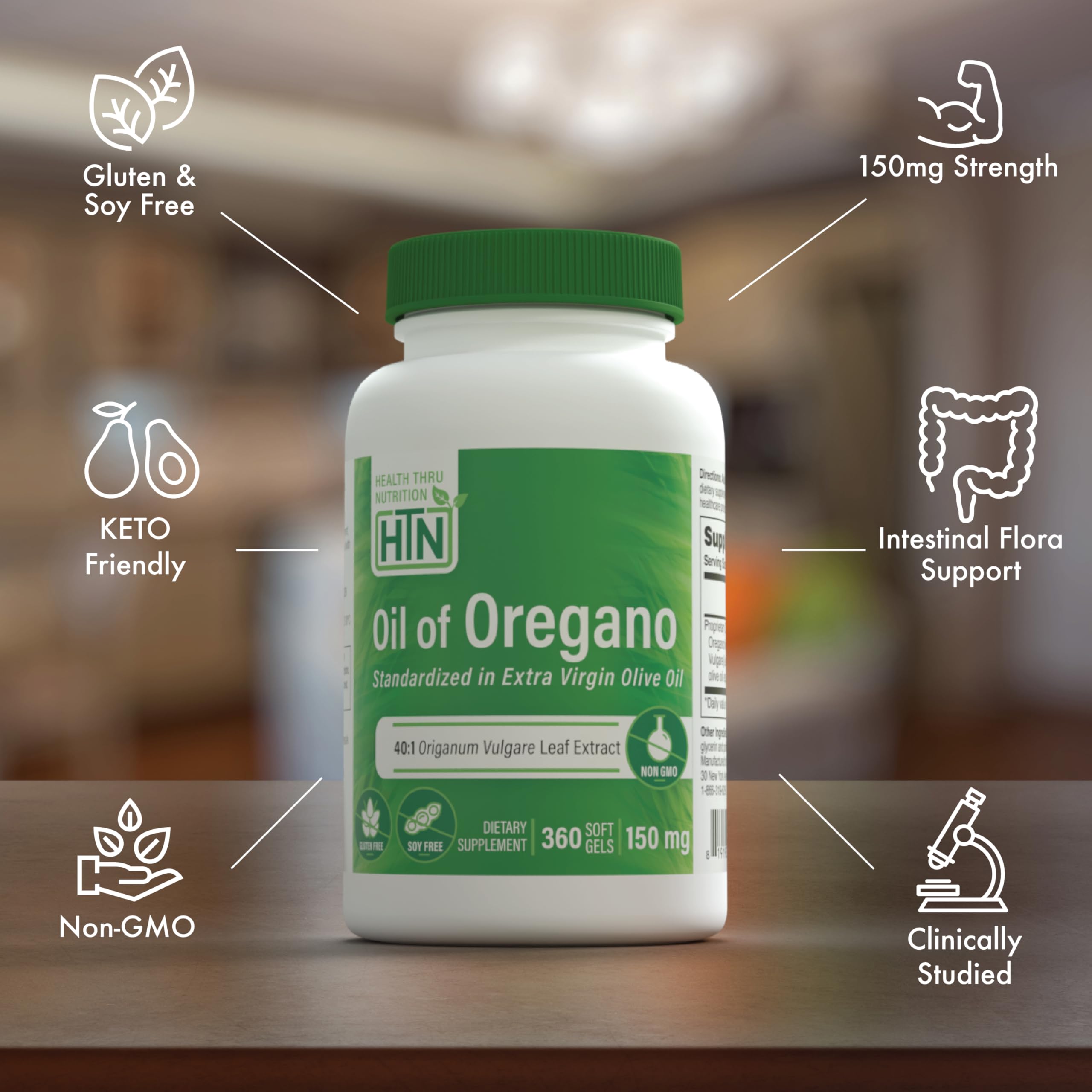 Non-GMO and gluten-free oregano oil packaging label