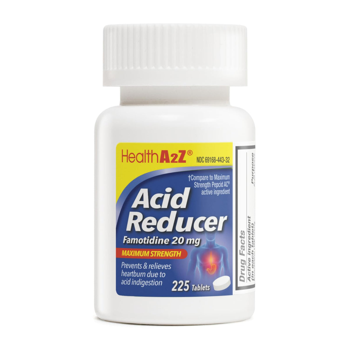 HealthA2Z acid reducer 225-tablets pack for on-the-go heartburn relief