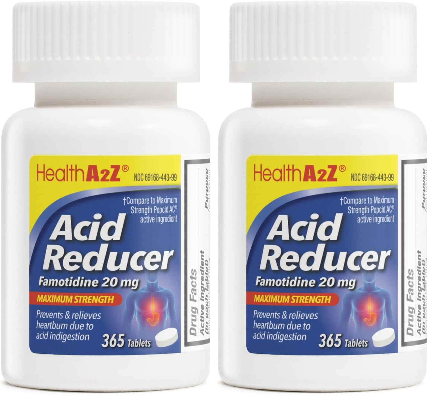 HealthA2Z acid reducer tablets 20mg pack-2 display for easy daily dosing