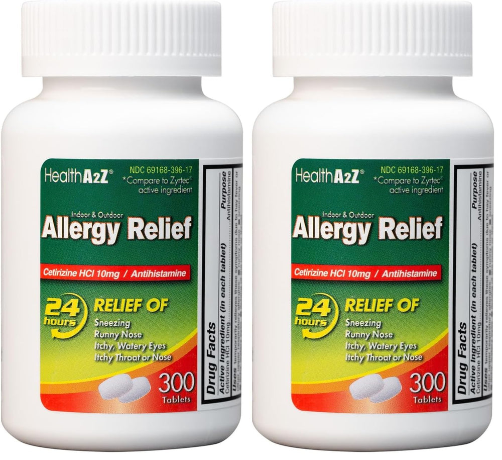 HealthA2Z Allergy Relief 10mg tablet in blister pack for all-day allergy ease