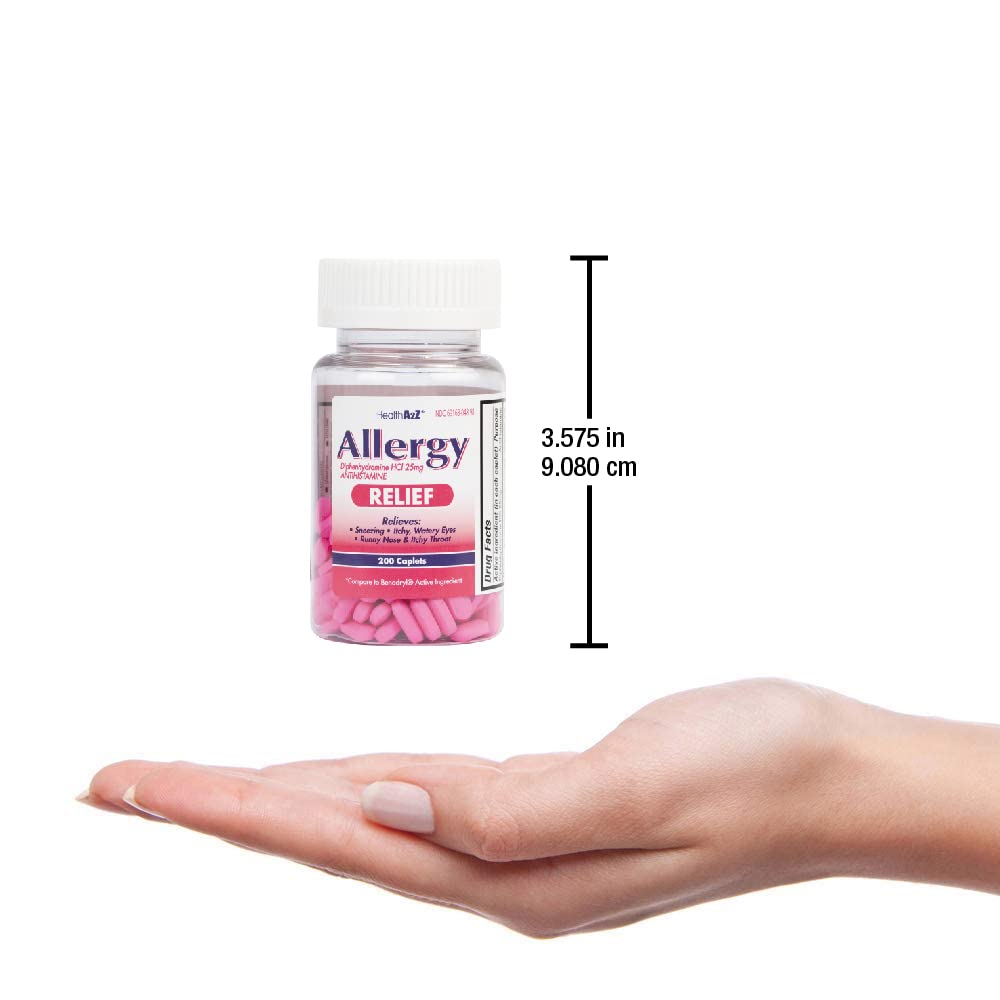 HealthA2Z Allergy Relief pill close-up showing smooth coating