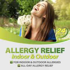 HealthA2Z Allergy Relief tablets held in hand demonstrating easy daily dosing